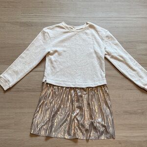 Cream and Gold Foil Long Sleeve Sweatshirt Dress